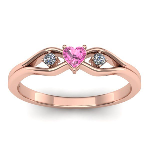Inel logodna cu safir roz inima