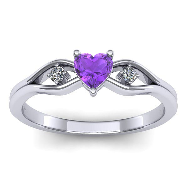 Inel cu ametist inima