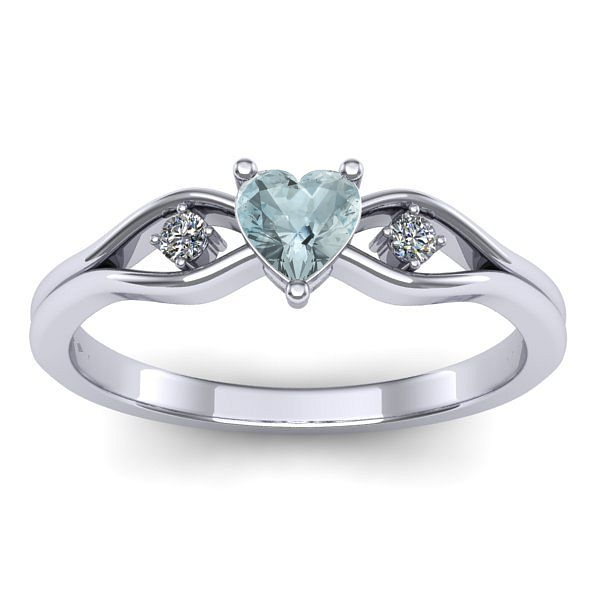 Inel cu aquamarin inima