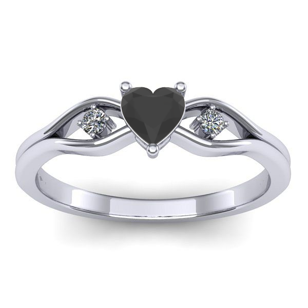 Inel logodna cu diamant negru inima