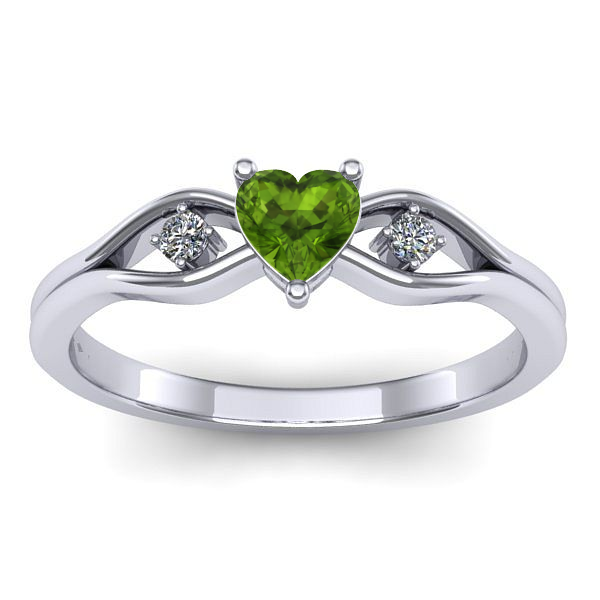Inel logodna cu peridot inima