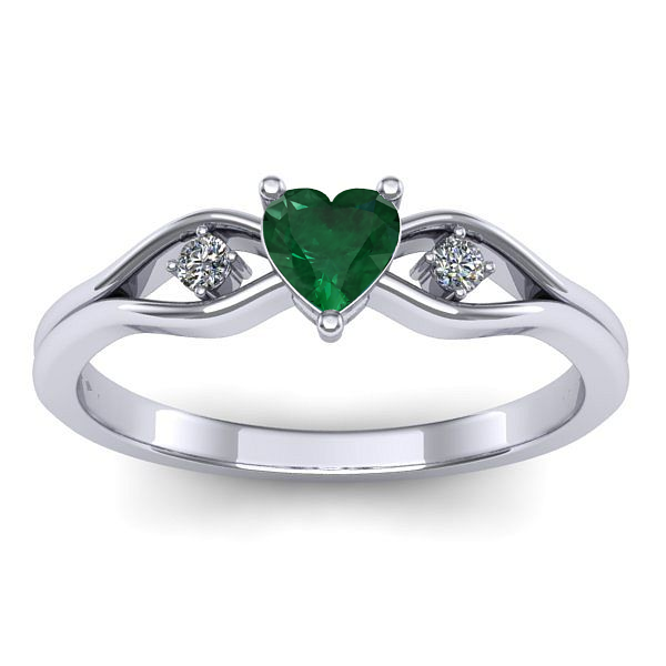 Inel de logodna cu smarald inima
