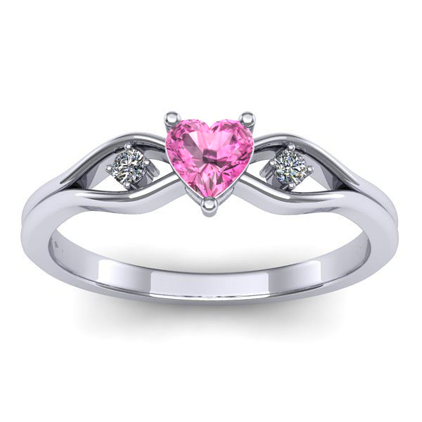 Inel logodna cu safir roz inima
