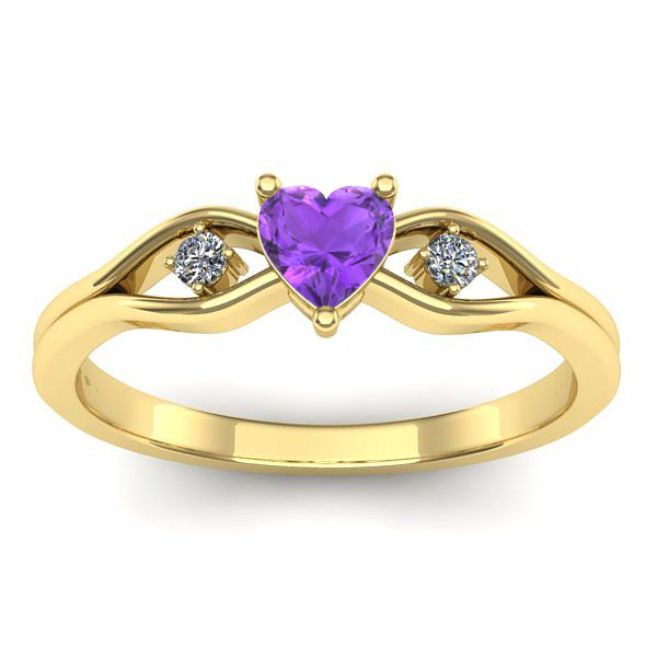 Inel logodna cu ametist inima