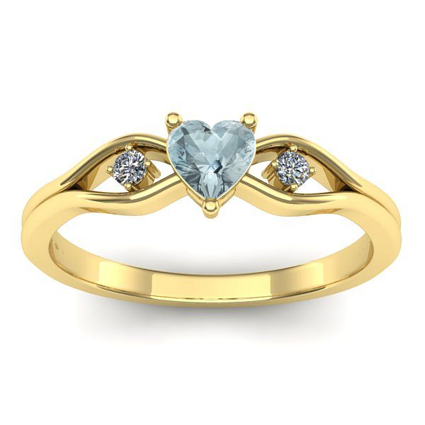 Inel logodna cu aquamarin inima