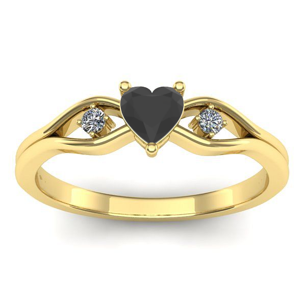 Inel de logodna cu diamant negru inima