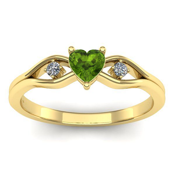 Inel logodna cu peridot inima