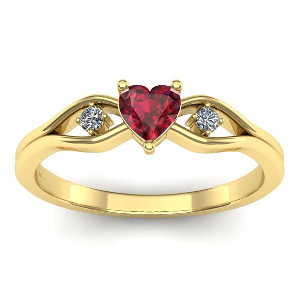 Inel de logodna cu rubin inima