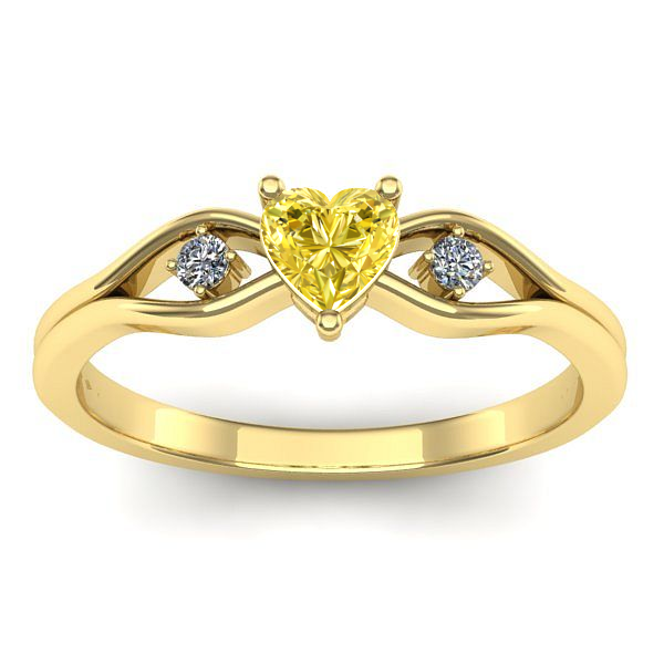 Inel logodna cu safir galben inima