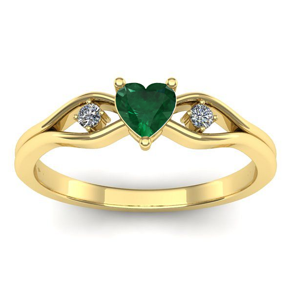 Inel logodna cu smarald inima