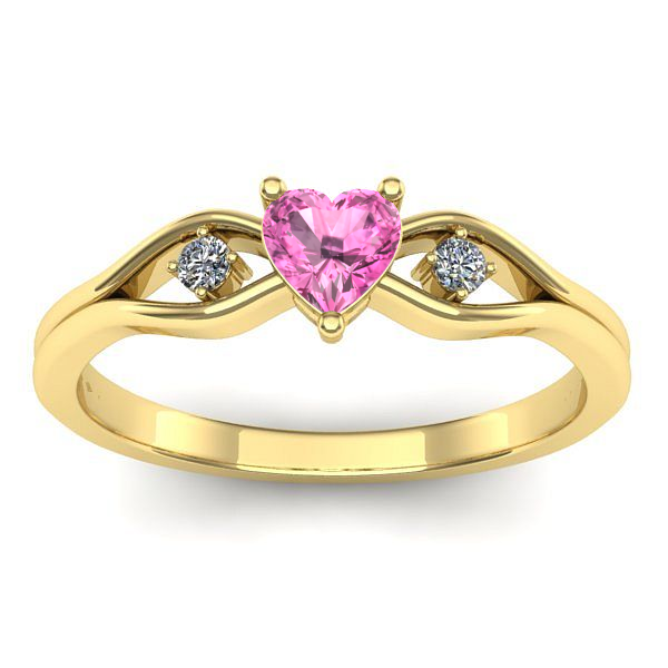 Inel logodna cu safir roz inima