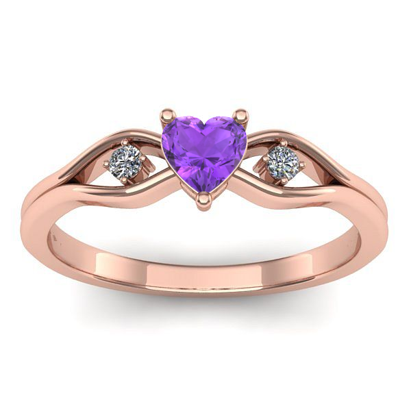 Inel de logodna cu ametist inima