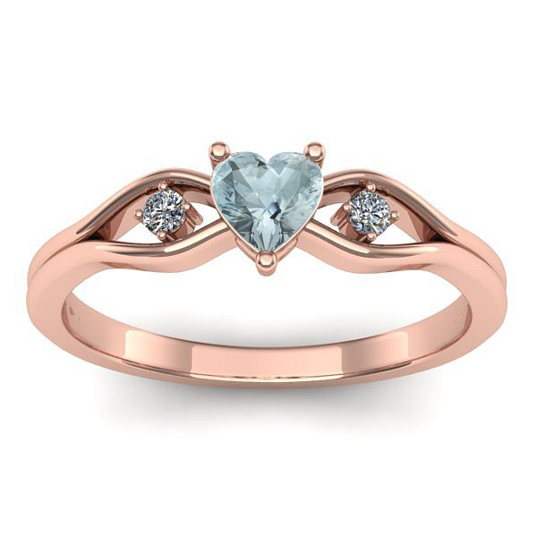 Inel logodna cu aquamarin inima