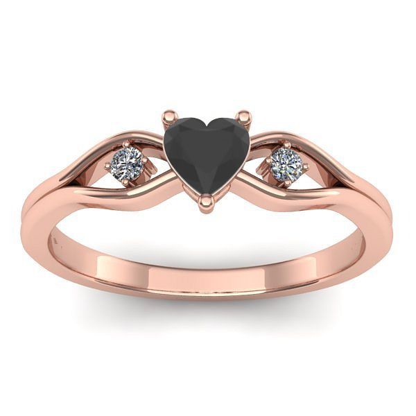 Inel cu diamant negru inima