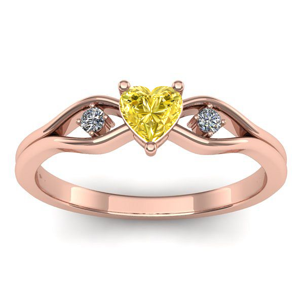 Inel logodna cu safir galben inima