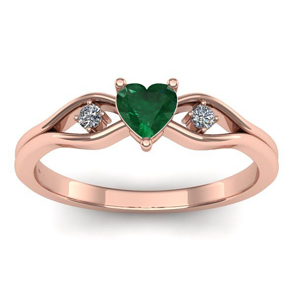 Inel logodna cu smarald inima