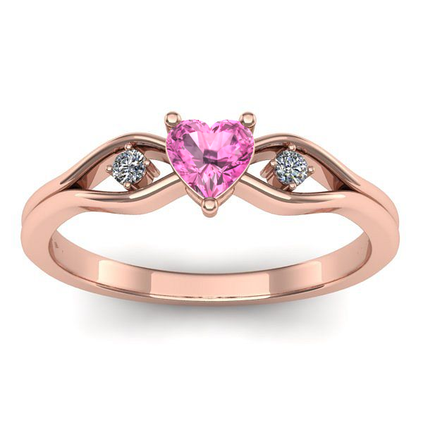 Inel cu safir roz inima
