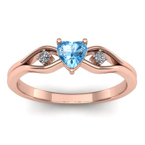 Inel logodna cu topaz blue inima