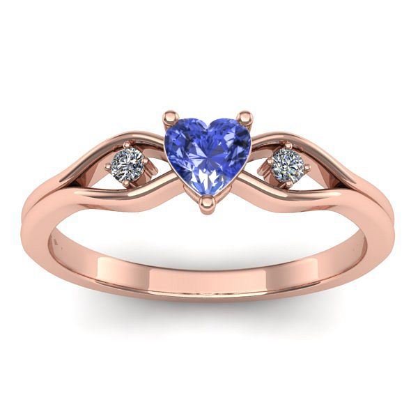 Inel de logodna cu tanzanit inima