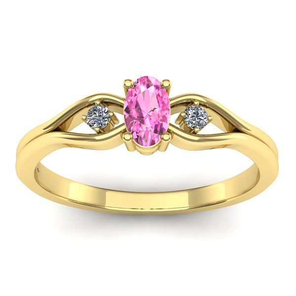 Inel logodna cu safir roz oval