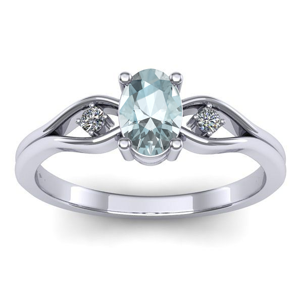 Inel de logodna cu aquamarin oval