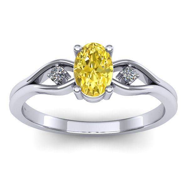 Inel logodna cu safir galben oval