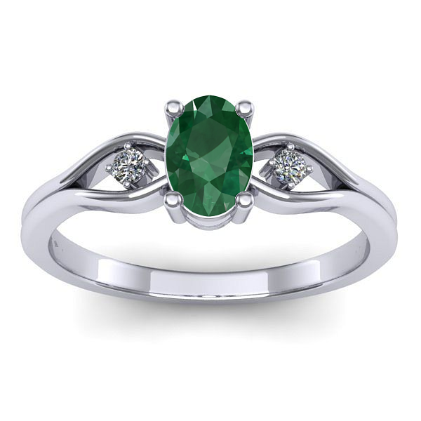 Inel de logodna cu smarald oval