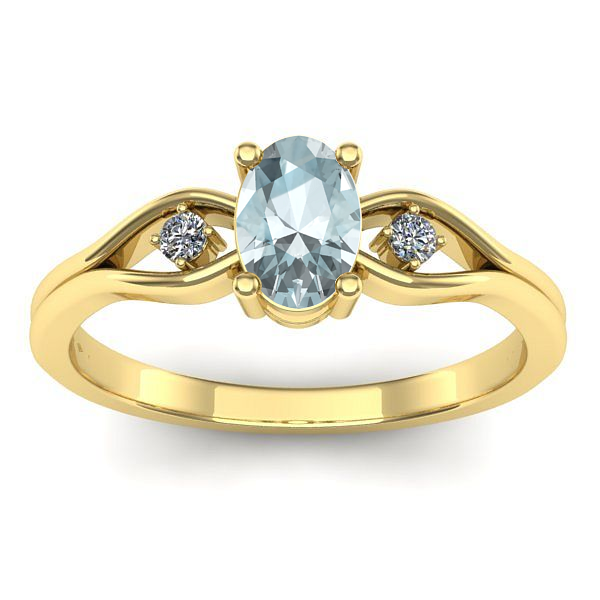 Inel logodna cu aquamarin oval