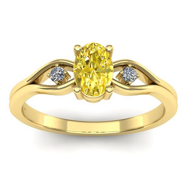Inel cu safir galben oval