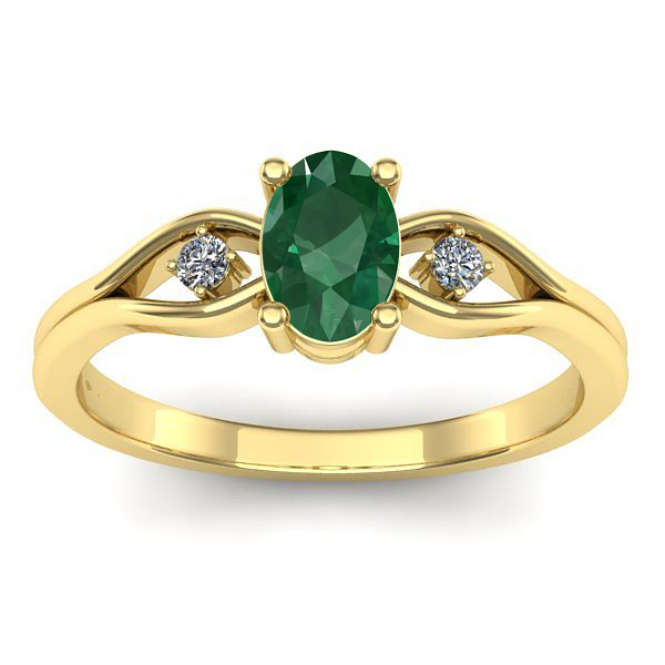 Inel de logodna cu smarald oval