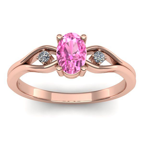 Inel cu safir roz oval