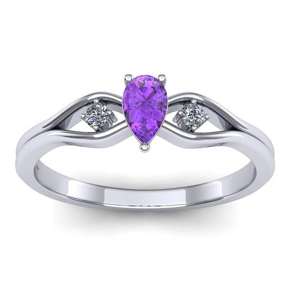 Inel de logodna cu ametist lacrima