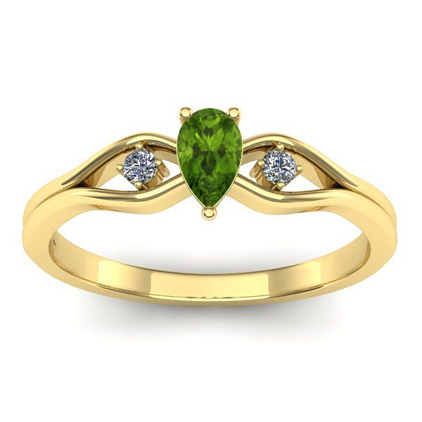 Inel de logodna cu peridot lacrima