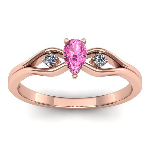 Inel cu safir roz lacrima