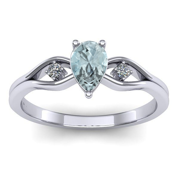 Inel logodna cu aquamarin lacrima