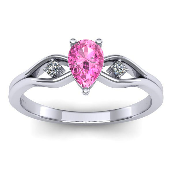Inel de logodna cu safir roz lacrima