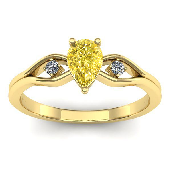 Inel logodna cu safir galben lacrima