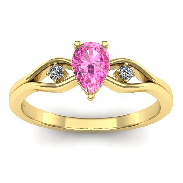 Inel logodna cu safir roz lacrima