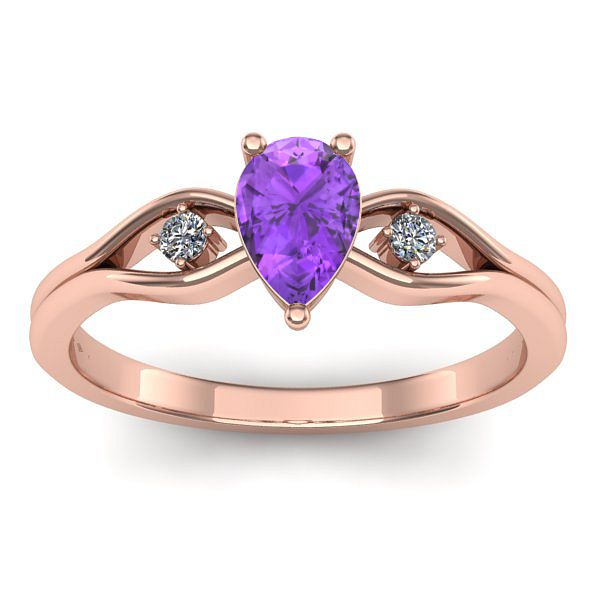 Inel de logodna cu ametist lacrima