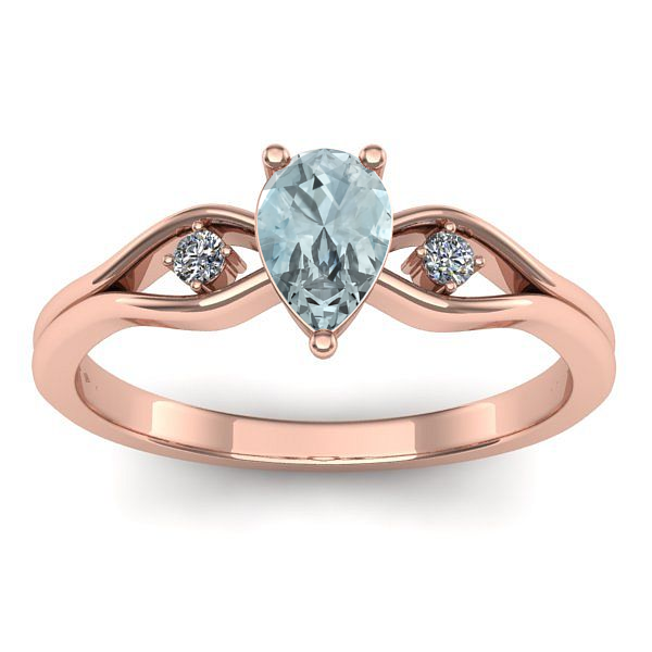 Inel cu aquamarin lacrima