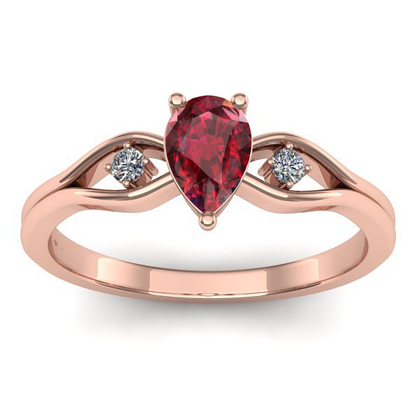 Inel logodna cu rubin lacrima