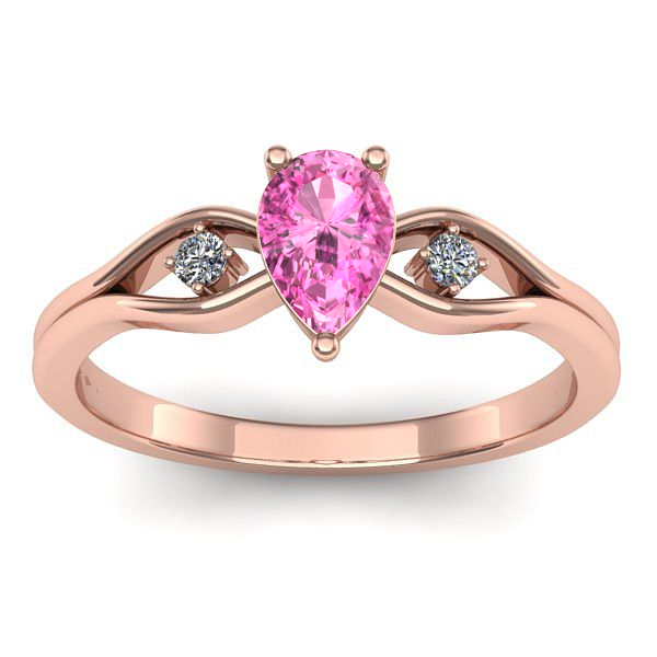Inel cu safir roz lacrima