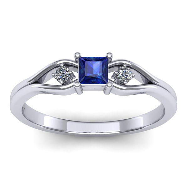 Inel logodna cu safir patrat