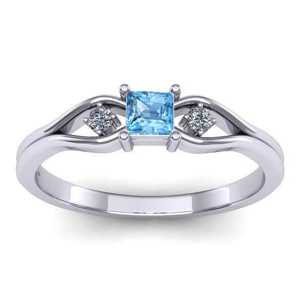 Inel cu topaz blue patrat