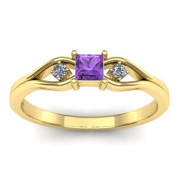 Inel cu ametist patrat