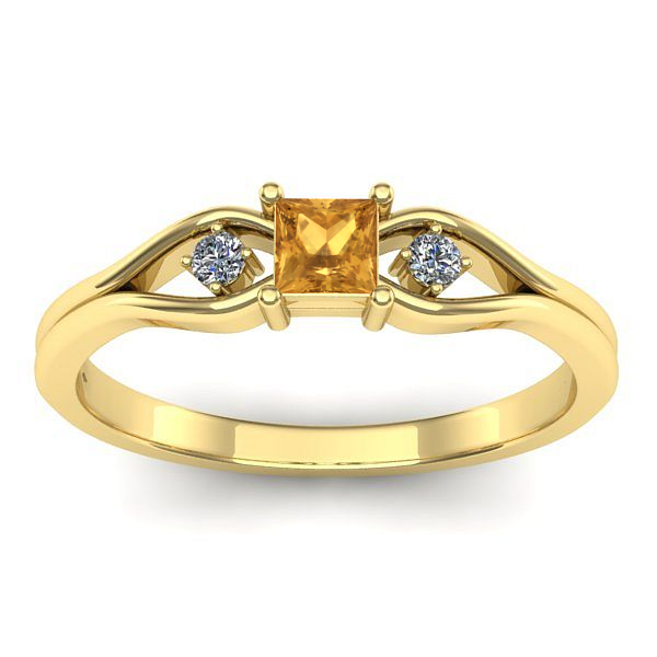 Inel logodna cu citrin patrat