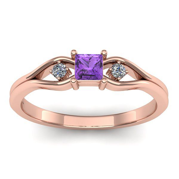 Inel de logodna cu ametist patrat