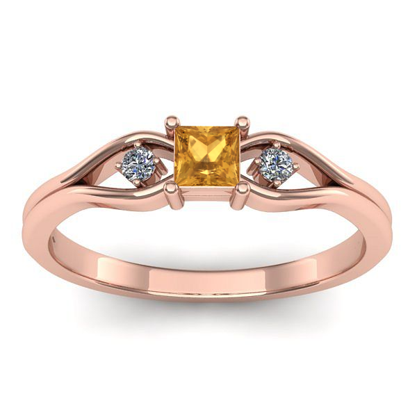 Inel logodna cu citrin patrat