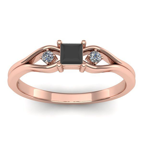 Inel cu diamant negru patrat