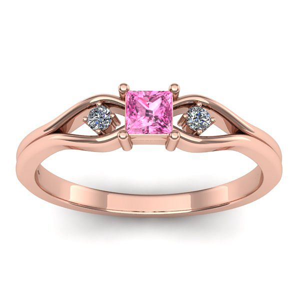 Inel de logodna cu safir roz patrat